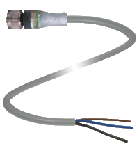 Pepperl+Fuchs M12 Cordset; Female Straight; 3-Pin; 3-Wire; 5m PUR Cable; w/ LEDs